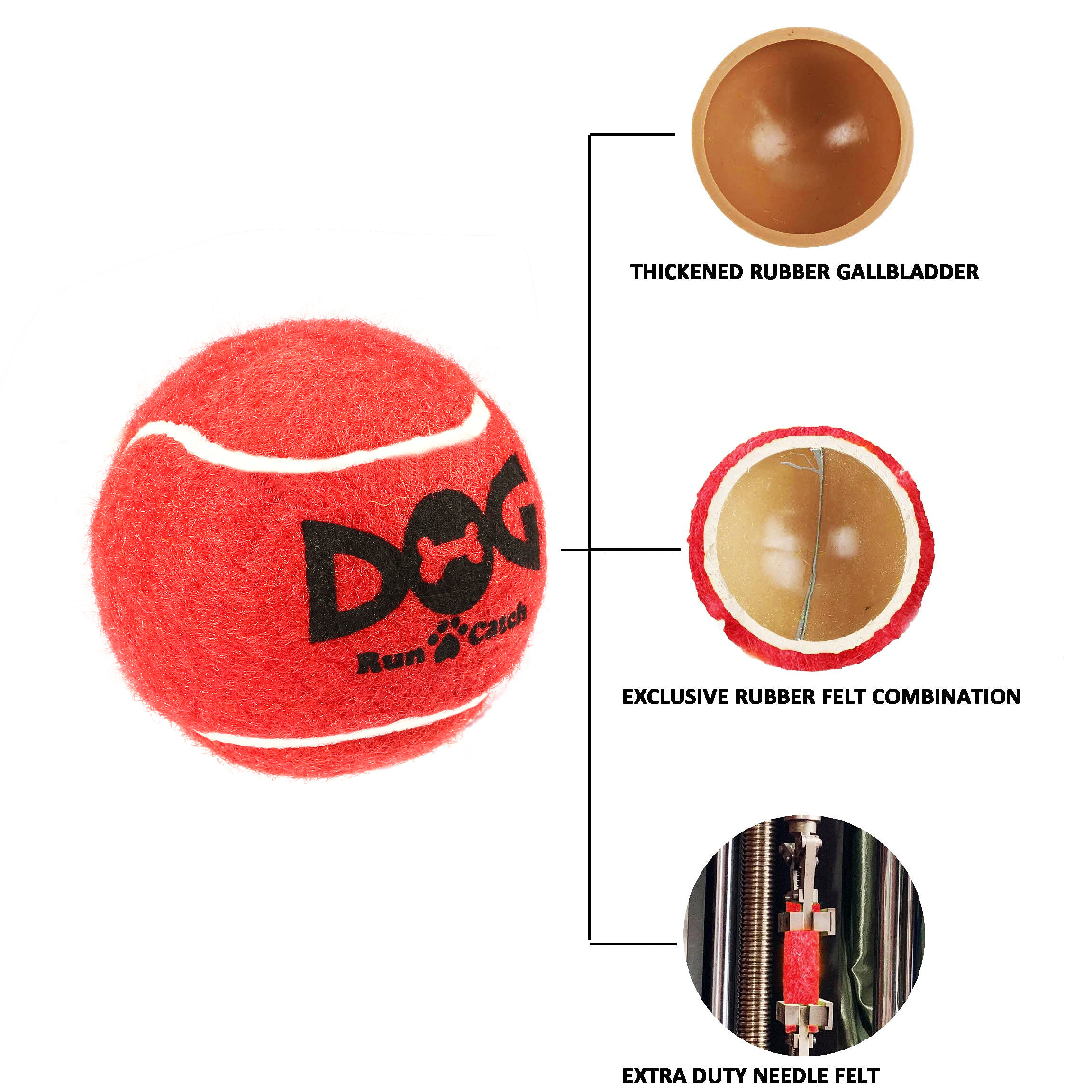 Squeaky Pet Tennis Ball Toy, Custom Logo Wholesale for Small Medium Large Dogs & Cats - 3